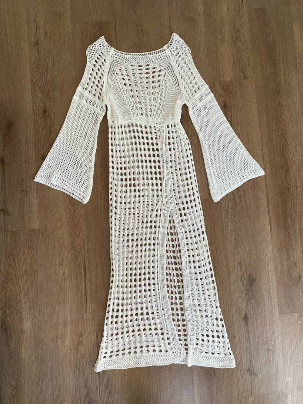White Crochet Maxi Cover-Up Dress Swim Resort Vacation